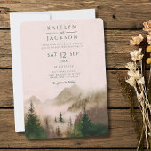 Photo Rustic Watercolor Mountain Wedding 招待状