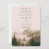 Photo Rustic Watercolor Mountain Wedding 招待状 (正面)