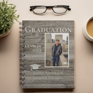 Photo Rustic Wood Graduation ノートブック