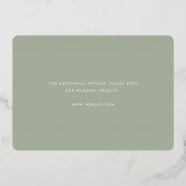 Photo Sage Greenモダンスクリプト日付金ゴールドの保存 箔招待状 (裏面)