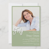 Photo Sage Green 40th誕生日 招待状 (正面)