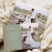 Photo Sage Green Gold Glitter Script Wedding サンキューカード