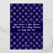 Photo Santa Baby Snowflakes White Silver Blue BKGD 箔シーズンカード (裏面)