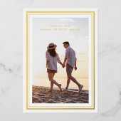 photo save日付フレームミニマルのエレガント金ゴールド 箔招待状 (正面)