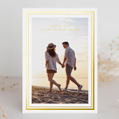 photo save日付フレームミニマルのエレガント金ゴールド 箔招待状