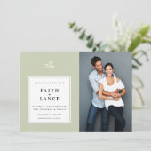 PHOTO SAVE THE DATEシンプル SAGE縁ど green 招待状 (スタンド正面)