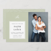 PHOTO SAVE THE DATEシンプル SAGE縁ど green 招待状 (正面/裏面)