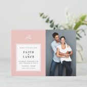 PHOTO SAVE THE DATE シンプル SPRIG 縁ど pink 招待状 (スタンド正面)