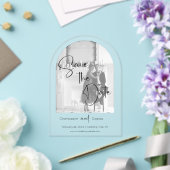 Photo Save The Date モダン Script 結婚's アクリル招待状 (インサイチュ (ウェディング))