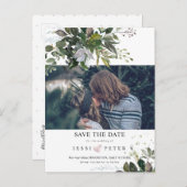Photo Save the Date, Boho Blue Gum Eucalyptus 案内ポストカード (正面/裏面)