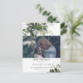 Photo Save the Date, Boho Blue Gum Eucalyptus 案内ポストカード (スタンド正面)