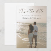 Photo Save The Date | Minimalist Elegant Card  招待状 (正面/裏面)