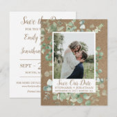 Photo Save the Date with Green Eucalyptus Frame セーブザデート (正面/裏面)