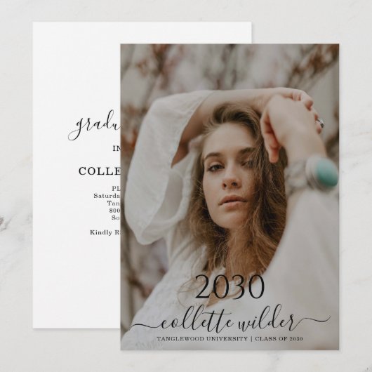 Photo Script Graduation Party Invitation 招待状 (正面/裏面)