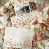 Photo Set Pink Orange Floral Wedding セーブザデート