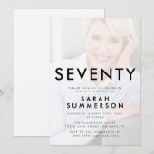 Photo Seventy Black White 70th Birthday 招待状 (正面/裏面)
