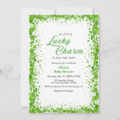 Photo Shamrock A Little Lucky Charm Baby Shower  招待状 (正面)