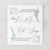 Photo Share Folded table card Blue Floral プレイスカード (外部開封)