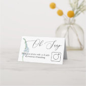 Photo Share Folded table card Blue Floral プレイスカード (正面)