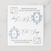 Photo Share Folded table card Teal Monogram プレイスカード (外部開封)