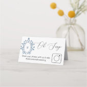 Photo Share Folded table card Teal Monogram プレイスカード (裏面)