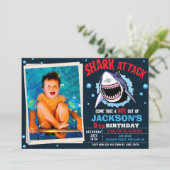 Photo Shark Birthday Invitation Shark Attack party 招待状 (スタンド正面)