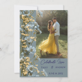 Photo Simple Modern Floral Wedding Invitation 招待状