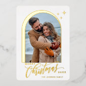 PHOTO Simple Sparkleエレガント Christmasバラ金ゴールド 箔シーズンカード (正面)