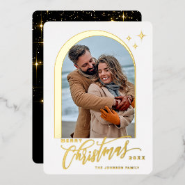 PHOTO Simple Sparkleエレガント Christmasバラ金ゴールド 箔シーズンカード