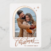 PHOTO Simple Sparkleエレガント Christmasバラ金ゴールド 箔シーズンカード (正面)