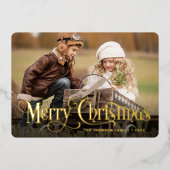 PHOTO Simple Sparkleエレガント Christmas金ゴールド 箔シーズンカード (正面)