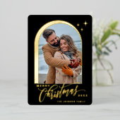 PHOTO Simple Sparkleエレガント Christmas金ゴールド 箔シーズンカード (立ち正面)