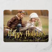 PHOTO Simple Sparkleエレガント Christmas金ゴールド 箔シーズンカード (正面)