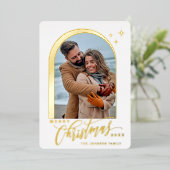 PHOTO Simple Sparkleエレガント Christmas金ゴールド 箔シーズンカード (立ち正面)