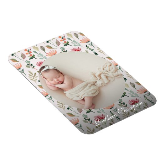 Photo & Simple White Text Unique Modern Keepsake  マグネット (右側)