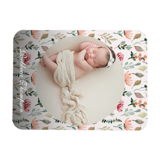 Photo & Simple White Text Unique Modern Keepsake  マグネット (横)