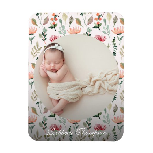 Photo & Simple White Text Unique Modern Keepsake  マグネット (縦)