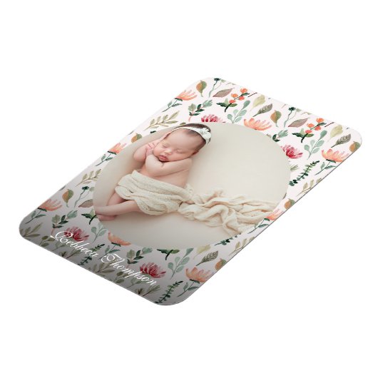 Photo & Simple White Text Unique Modern Keepsake  マグネット (左側)