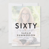 Photo Sixty Black White 60th Birthday 招待状 (正面)