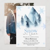 Photo Snow in Love Winter Snowflakes Bridal Shower 招待状 (正面/裏面)