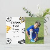 Photo Soccer Sport Football Birthday Party サンキューカード (スタンド正面)
