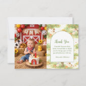 Photo Storybook Farm Animals First Birthday サンキューカード (正面)