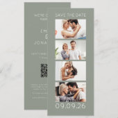 Photo Strip 4 Pictures QR Photobooth Wedding Sage セーブザデート (正面/裏面)