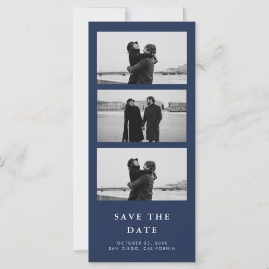 Photo Strip QR Code Navy Blue Wedding (正面)