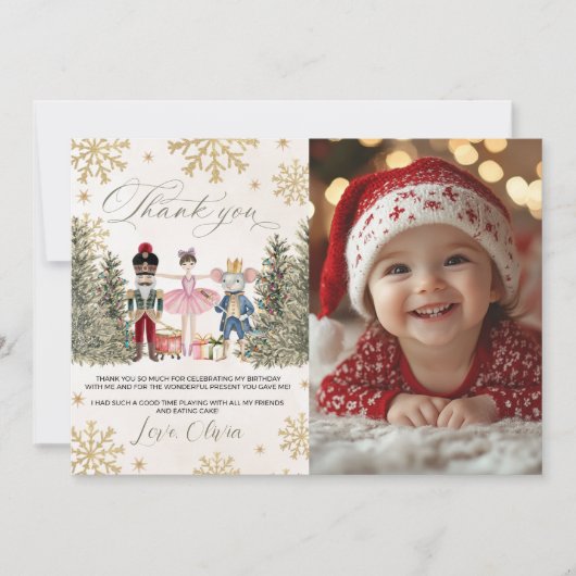 Photo Sugar Plum Nutcracker Thank You 招待状 (正面)