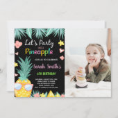 Photo SunGlassブラックパイナップルパーティー誕生日 招待状 (正面)