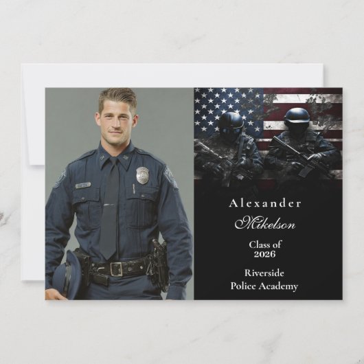 Photo SWAT Team American Flag Graduation 案内状 (正面)