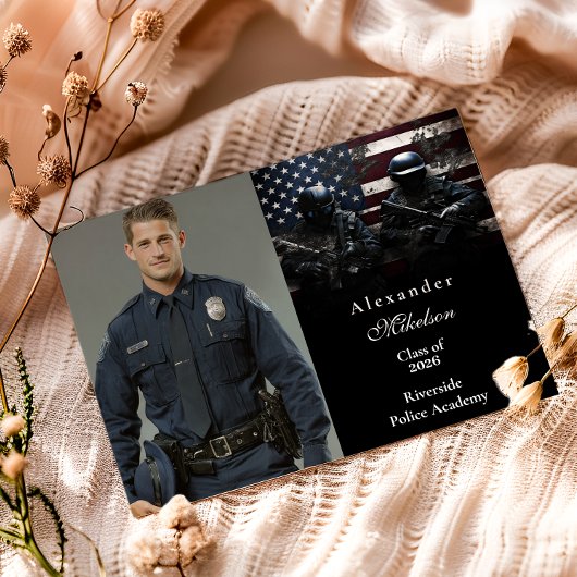 Photo SWAT Team American Flag Graduation 案内状