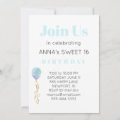 *~* PHOTO Sweet 16 Rainbow Balloon AP29誕生日 招待状 (裏面)