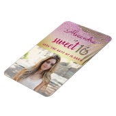 Photo Sweet 16 Save The Date Tropical Palm Tree マグネット (左側)